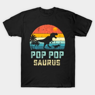 PopPopsaurus T Rex Dinosaur Men Father's Day Family Matching T-Shirt